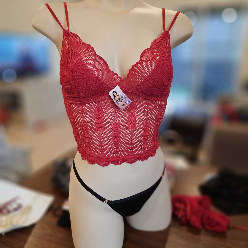 Lace Red Cami, NWT